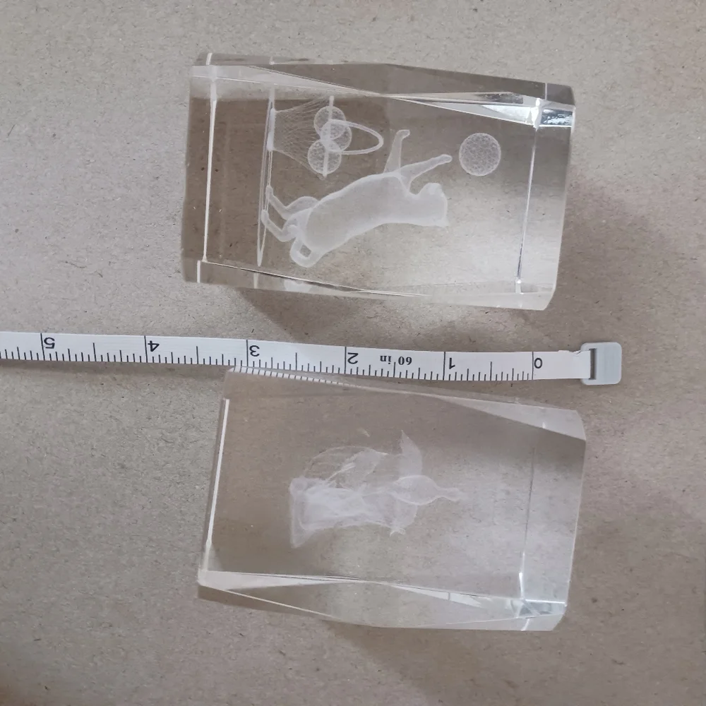 1#Crystal Glass Blocks with Etched Designs Cat&birds Heavy Paperweights - Picture 6 of 8